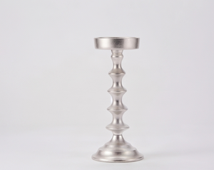 Silver Stacked Node Metal Candle Holder Texture Casting Decor Home <b>Table</b> <b>Centerpieces</b> Wholesale - Product Image 3
