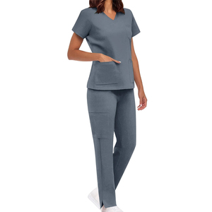 Custom Logo Nursing Scrubs <b>Set</b> Anti-Wrinkle <b>Doctors</b> Uniform Elasticity Fabric Spandex Polyester Scrub <b>Set</b> Scrubs Uniforms <b>Sets</b> - Product Image 2