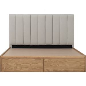 Modern Upholstered <b>Panel</b> Bed Solid Wood Platform Bed with <b>Headboard</b> Storage Drawers Queen King Custom Bedroom Furniture - Product Image 4