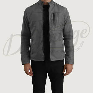 Blouson bomber gris personnalisé léger pour homme, coupe ajustée, coupe-vent décontracté, col montant, fermeture éclair, vêtements de sport et de mode pour l'extérieur - Product Image 1