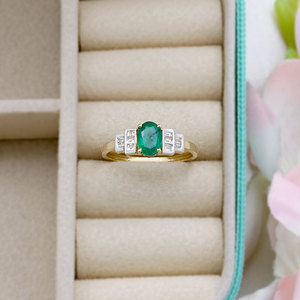 Anillo de Compromiso de Lujo Art Deco con Esmeralda Ovalada en Oro Amarillo Sólido de 14K, Joyería Fina al por Mayor, Anillos Personalizados para Mujer - Product Image 5