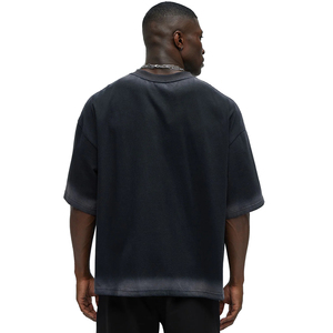 Camiseta Oversize de Algodón para Hombre, Manga Corta, Cuello Redondo, Patrón de Letras en Relieve, Estilo Urbano, Tejido Jersey, Logotipo Frontal, Negra - Product Image 6