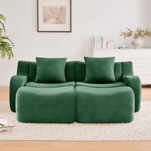 Divano Chaise Longue Ergonomico 32D in Tessuto Teddy Morbido ad Alta Densità, Design Antiscivolo, Braccioli Curvi, per Soggiorno - Product Image 3