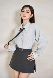 Women's Long-Sleeve Shirt with Carvat SEREN Vietnam Casual Turn-down Collar Conventional sleeve Polyester Regular - Product Image 4