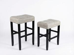 Ensemble de 2 tabourets de bar et de comptoir en cuir PU, ensemble de tabourets capitonnés en cuir PU, ensemble de tabourets rembourrés en PU avec structure en bois massif, hauteur bar et comptoir - Product Image 3