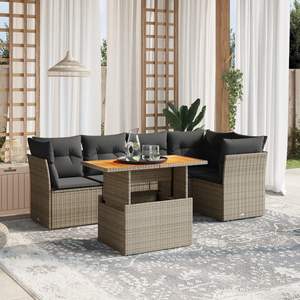 Ensemble de canapés de jardin gris en rotin, mobilier d'extérieur avec coussins en mousse haute densité, design contemporain, durable pour une utilisation en jardin - Product Image 3