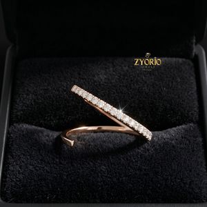 18K Gold Luxury Open Crossover <b>Ring</b> With Brilliant Round Moissanite Stones High End Designer <b>Fine</b> Jewelry <b>Ring</b> - Product Image 6