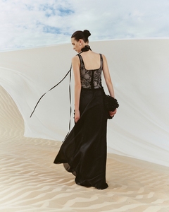 Nouvelle Tendance Robes Décontractées Support ODM LUMINA SHEER LONG DRESS Robe Longue Sans Manches Coupe A-Line Élégante pour Femme en Dentelle Florale en Maille - Product Image 4