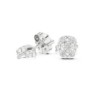 Pendientes de compromiso de oro blanco de 14 quilates con diamantes cultivados en laboratorio para mujer |   Diamante Cultivado Nuevo - Product Image 5