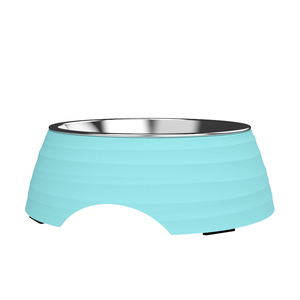 Comedero Elevado para Mascotas de Acero Inoxidable, Moderno, con Base Corrugada de Melamina - Product Image 1
