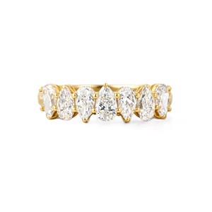 Bague demi-éternité en or rose massif 10K 14K 18K avec diamant taille poire, bague de mode pour femme, diamant naturel de laboratoire certifié IGI pour fiançailles - Product Image 3