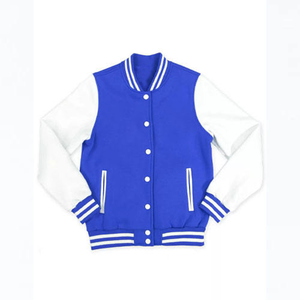 เสื้อแจ็คเก็ตวาร์ซิตี้ ZPB สีขาวและสีน้ำเงินรอยัล ผ้าฝ้าย 60% โพลีเอสเตอร์ 40% ปักโลโก้ สำหรับผู้หญิง แบรนด์ Greek Life Apparel ชุดยูนิฟอร์มมหาวิทยาลัย - Product Image 1