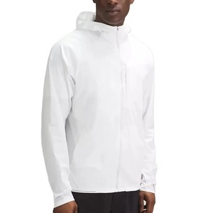 Chaqueta Impermeable con Capucha para Hombre, Blanca, de Poliéster, con Cierre de Cremallera, Ligera, para Uso en Exteriores - Product Image 3