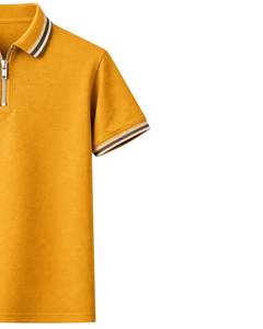 เสื้อโปโลคอซิปผู้ชาย แขนสั้น คอริบตัดสี ผ้าคอตตอนผสม สวมใส่สบายๆ ในฤดูร้อน ผลิตตามสั่ง - Product Image 3