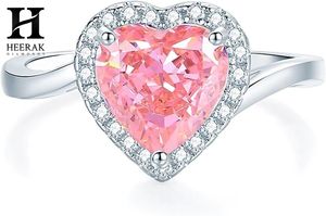 Bague de promesse personnalisée en or avec saphir rose en forme de cœur et halo de moissanite, tige torsadée, bijoux fins en gros - Product Image 5