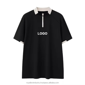 Wholesale <b>Men</b> for Polo <b>Shirt</b> Stand Collar Zipper Custom Logo Ice Feeling Pique Summer Design Slit Hem Contrast Color Golf <b>Shirt</b> - Product Image 1