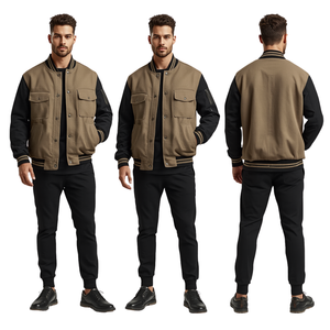 Men Winter Breathable Stand Collar Canvas New Design & Pocket Oversized Varsity Jacket - Product Image 1