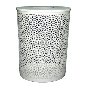 Kamran High Quality <b>White</b> Metal Flower Pot Geometric Triangular Perforation Classic Eco-Friendly Lightweight Durable American - Product Image 1