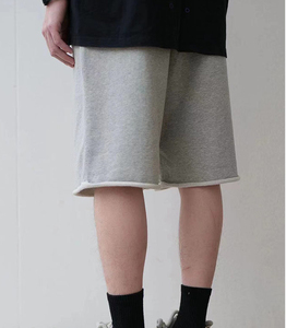 Customised <b>Men's</b> 100% Cotton Baggy Distressed <b>Shorts</b> Elastic Waist Vintage Knitted Casual Streetwear <b>3</b>/<b>4</b> <b>shorts</b> - Product Image 2