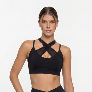 Ensemble de vêtements de sport 2 pièces pour femmes, doux comme du beurre - Soutien-gorge de sport en maille croisée et leggings taille haute - Product Image 2