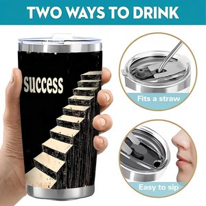 Gobelet isotherme en acier inoxydable 20 oz à double paroi, design « Escaliers du Succès », mug promotionnel personnalisé - Product Image 5