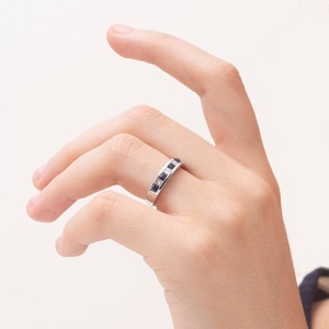 แหวนเพชรพลอยไพลินสีน้ำเงินธรรมชาติสุดหรู แหวนทองคำแท้ 14K ทำมือ ดีไซน์ครึ่งวงนิรันดร์ สำหรับผู้หญิง รับผลิตแบบ OEM - Product Image 2