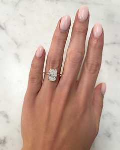 Anillo de Diamante Cultivado en Laboratorio con Corte Radiante Certificado por IGI, Halo Oculto, Oro Sólido de 10K, 14K, 18K, CVD HPHT, Anillo de Compromiso y Boda, Venta al Por Mayor - Product Image 4