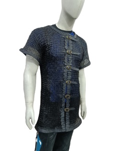 Camisa de malla de acero suave hecha a mano con ribete de cuero, manga corta, unisex para adultos, armadura historiográfica de caballero para fiesta de cumpleaños - Product Image 4