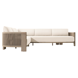 Modern Luxury <b>Outdoor</b> Sectional <b>Sofa</b> Set Solid Teak Waterproof Cushion Patio Lounge Couch With Elegant Rope Detail Design - Product Image 5
