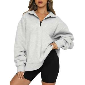 Venta Directa de Fábrica OEM, Sudaderas de Punto Impermeables Extra Grandes para Mujer con Logotipo Personalizado, Sudadera con Media Cremallera, 100% Algodón, 320 GSM - Product Image 1