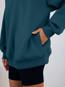Sudadera con Capucha Oversize Cómoda y Suave para Uso Diario, Antiencogimiento, Deportiva, de Primera Clase, Ajustable, de Color Sólido para Mujer - Product Image 2