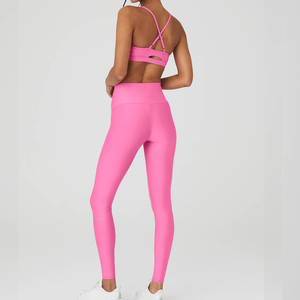 High Quality <b>Animal</b> Print Zippers Elastic Waist Leggings Bra Workout Set Front Logo Women's Sports Active Wear - Product Image 5