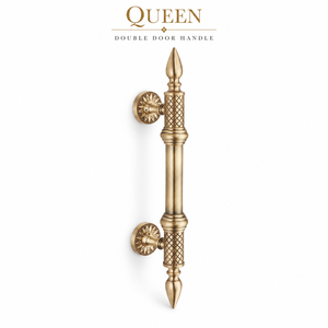 Manija Doble para Puerta de Vidrio y Puertas Principales, Acabado Latón Antiguo Mate, Diseño Decorativo de Lujo - Product Image 1