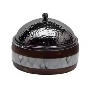 Casserole Hot <b>Pot</b> Arabic Style Beige Floral Engraved Body Hammered Steel Dome <b>Lid</b> Server <b>For</b> Table Top Casserole Hot <b>Pot</b> - Product Image 2
