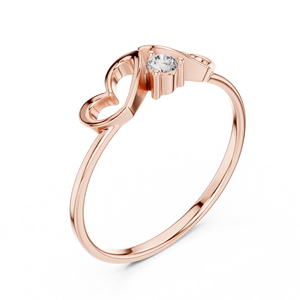 Anillo de Oro Rosa de 10K con Doble Corazón y Diamante Cultivado en Laboratorio de Corte Redondo, Menos de 1 Quilate, Anillo de Amor de Lujo para Mujer - Product Image 2