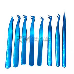 Pinzas Profesionales RMI de Acero Inoxidable con Plasma Azul para Extensión de Pestañas, Agarre Fuerte, Punta Puntiaguda, Logotipo Personalizado - Product Image 2
