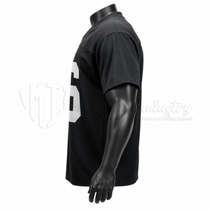 Maillot de football personnalisé en maille noire, uniforme d'équipe athlétique, vêtements de sport respirants, fournisseur OEM - Product Image 5