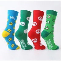 Chaussettes en coton respirantes pour adultes, motif Mario, Luigi, Yoshi et étoiles, style décontracté pour l'été.