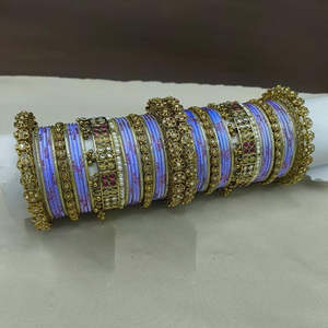 Gold Plated Crystal Stone Pearl <b>Bangles</b> <b>Set</b>-Fashion Jewelry - Product Image 1