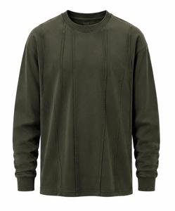 เสื้อสเวตเชิ้ตคอกลมแขนยาวสีเขียวมะกอกสำหรับผู้ชาย ทรงโอเวอร์ไซส์ สไตล์ลำลอง ผ้าถัก สีพื้น สำหรับฤดูใบไม้ร่วง ผ้าฝ้าย 100%  ขั้นต่ำในการสั่งซื้อน้อย - Product Image 2