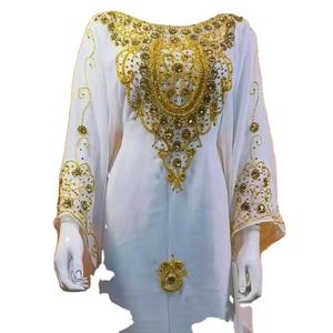 Caftan de Dubaï 2024-Robe musulmane traditionnelle magnifiquement colorée avec perles de pierre de travail manuel au design marocain-Accessoire Premium - Product Image 1