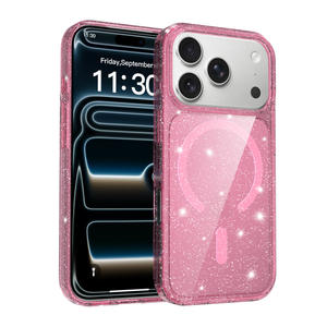 Funda Transparente Antigolpes con Brillantina para Teléfono, TPU + Acrílico, Protectora para iPhone 17 / 16 / 15 Pro Max - Product Image 1