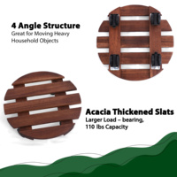 Rak Tanaman Kayu Beroda dengan Roda, Rak Pot Bunga Bulat, Troli Tanaman Indoor Outdoor dengan Roda