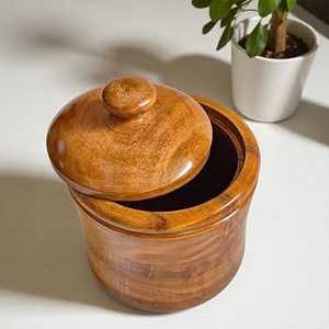 Tarro de Almacenamiento de Madera de Acacia con Tapa, Contenedor de Almacenamiento de Cocina de Madera Hecho a Mano, Tarro de Especias de Madera Natural, Almacenamiento Decorativo de Alimentos - Product Image 1