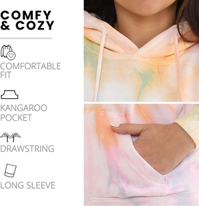 Sweat à capuche tie-dye pour femme, ultra confortable, élégant, à tons dégradés, coupe ample, vêtement de détente douillet, essentiel pour l'hiver - Product Image 5