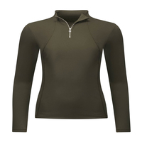 Chemises d'équitation personnalisables pour femmes, manches longues, séchage rapide, respirantes, durables, en spandex et polyester, couche de base pour l'équitation