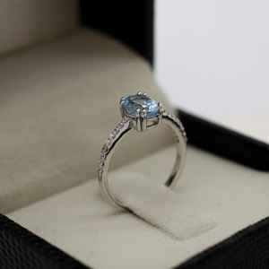 Anillo de compromiso ovalado de aguamarina, piedra de nacimiento de marzo, plata de ley 925, gema azul, anillo de boda, regalo para mujer - Product Image 2