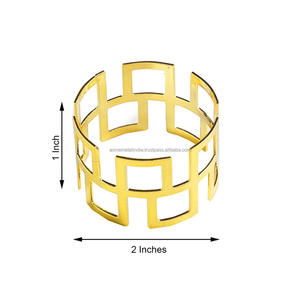Elégant ronds de serviette en acier inoxydable dorés faits à la main, parfaits pour les restaurants et les mariages, accessoires de table de luxe abordables - Product Image 4
