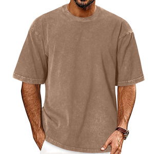 T-shirt Boxy Homme en Coton Épais Coupe Oversize Courte Unie Col Rond avec Impression Sérigraphiée - Product Image 5