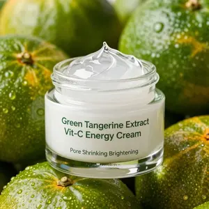 Crema Facial Energética con Vitamina C de Mandarina Verde, Antienvejecimiento, Aclarante, Hidratante, Calmante, Reparadora, para Uso Nocturno, para Mujeres, ODM/OBM - Product Image 1